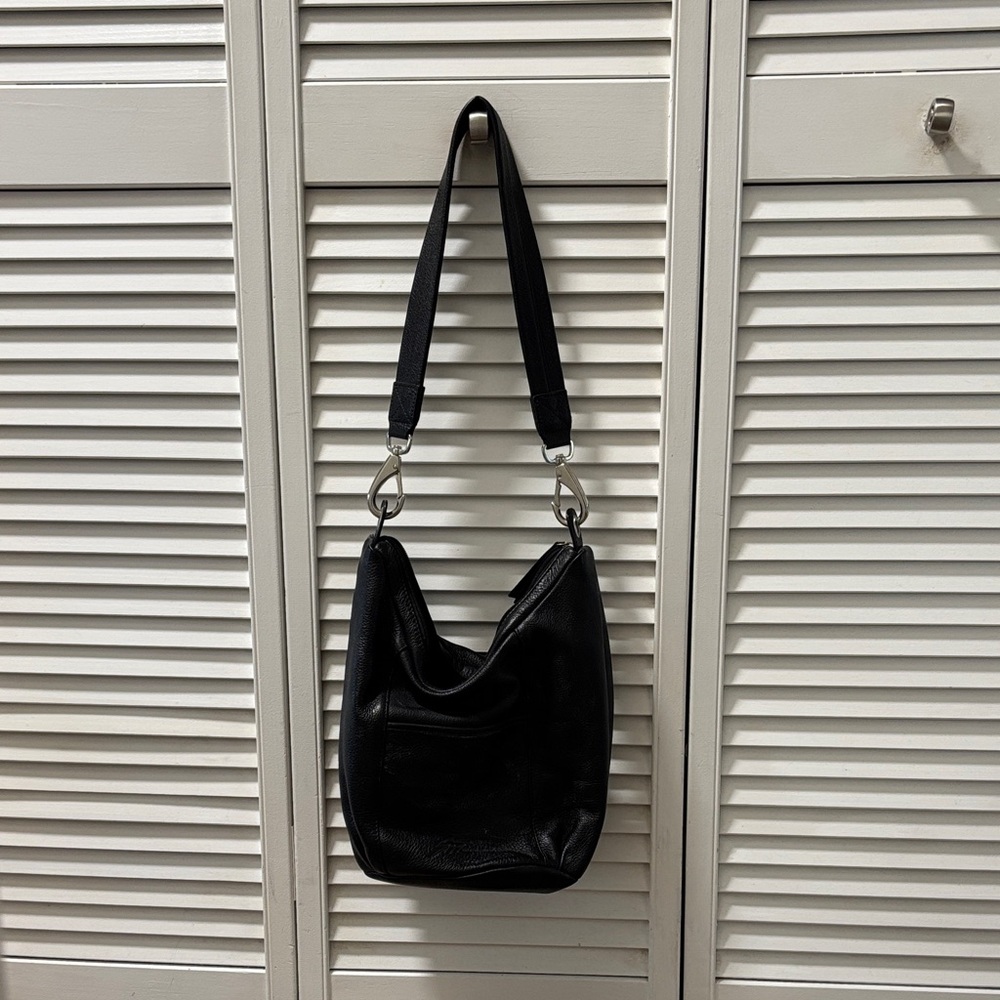 Elegant Black Genuine Leather Shoulder Bag